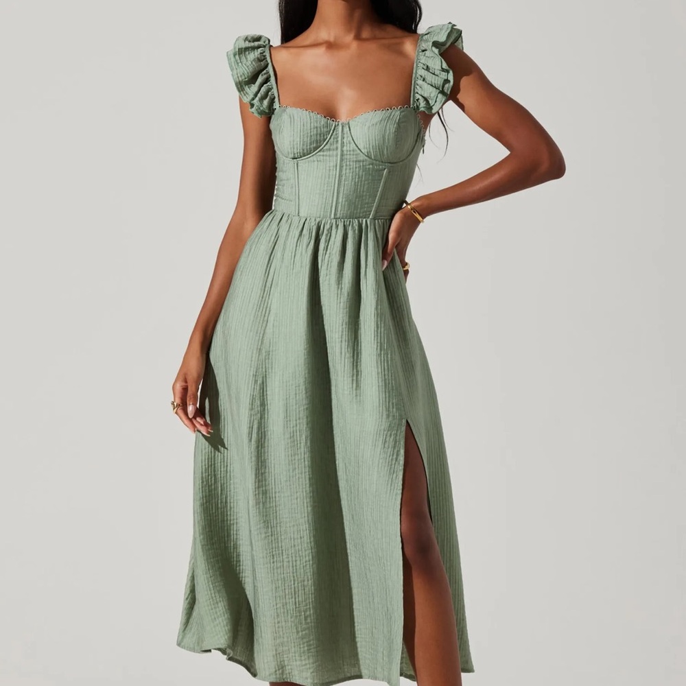 Astr Green Midi Bustier Neckline - Wedelia